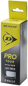 Dunlop Table Tennis Balls Pro Tour 40+, 3 Balls, White