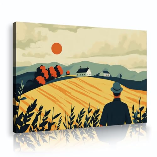 Peinture rustique d’automne YUNART affiche encadrée de campagne et tableau mural de salon