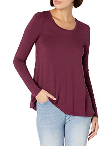 Amazon Brand - Daily Ritual Women's Jersey Long-Sleeve Scoop-Neck Swing Shirt, Fig, Medium