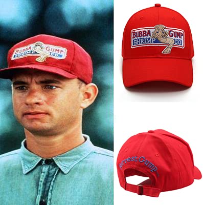 Boné Bubba Gump Shrimp Co. Bordado Ajustável Algodão Floresta Gorros Unissex, Vermelho, Tamanho �nic