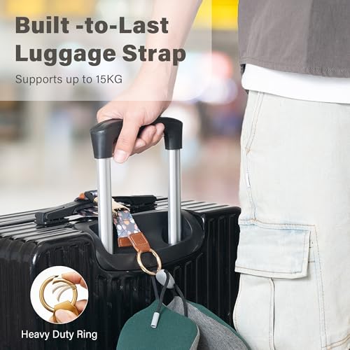 Travel Carry Strap with Ring Hooks, Buckle, Add-a-Bag Luggage Strap, Adjustable Bag Holder, Travel Clip for Carry-on Bags4