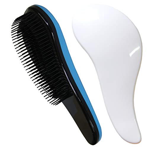 2 cepillos para el pelo desenredantes DEtangleR Tangle Master en color blanco o rosa o azul cepillos para desenredar y lograr un pelo perfecto, 1x Azul y 1 x Blanco Cover