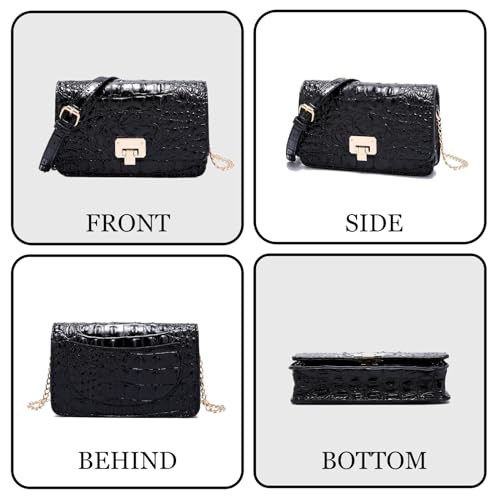 Image of Makcr Joacbv Small Crocodile Crossbody Cell Phone Purse for women Vegan Leather Clutch Wallet with Leather Shoulder Strap | Small