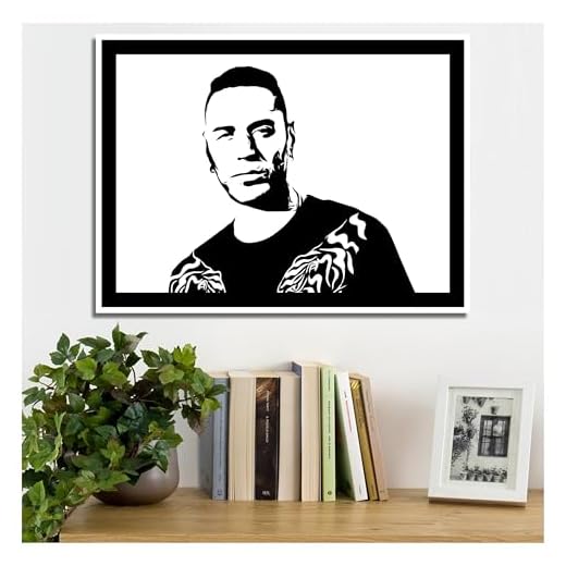 Generico MARRACASH QUADRO DIPINTO A MANO CANTAUTORI RAPPER ITALIANI - DESIGN MODERNO 40X30 CM CON CORNICE