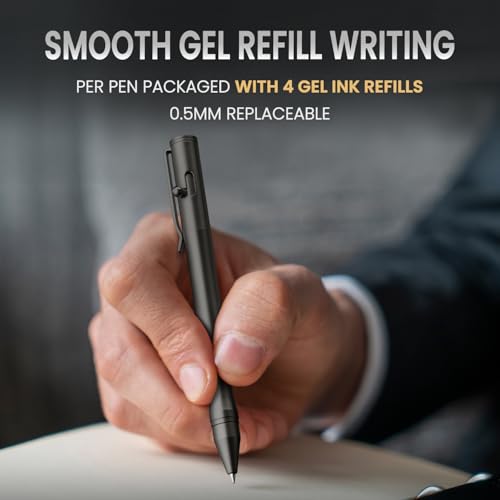 Set de 3 bolígrafos de acero inoxidable Origin-Joy con recargas de tinta gel miniatura 3