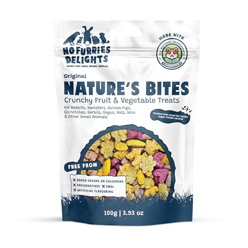 No Furries Delights Treats, 100% All Natural Mini Bites For Rabbit Hamster Guinea Pig Chinchilla Pet Rat Mice Gerbil Bird Healthy Enrichment Bonding Rewarding Training Nature\'s Bites Variety Pack 100g