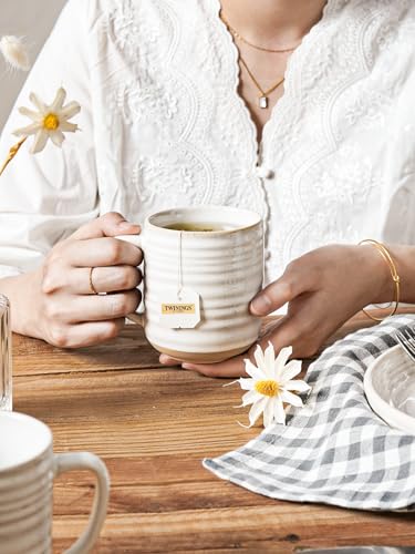 Image of LE TAUCI Coffee Mugs 12 oz, Ceramic Mug Set, Housewarming Wedding Gift, Coffee Cups for Latte, Hot Tea, Cappuccino, Mocha, Cocoa - Set of 4, Arctic White