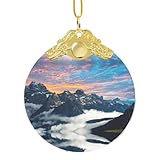 Alpine Scenery - Colgante redondo con diseño de cielo vivo sobre cristal, adorno de árbol de Navidad, decoración de fiesta para colgar