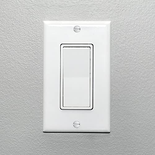 Maxxima Single Pole Decorative Wall Switch On/Off White 15A, Rocker Light Switch Wall Plates Included (10 Pack) #TOP4