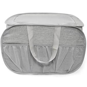 Collapsible Laundry Baskets, Tear Proof Pop Up Laundry Hamper with Lid, Dual Handles Durable Foldable Laundry Basket, Easy to Carry Laundry Hamper for Home, Laundry Room, Bedroom, Dorm, Travel Grey