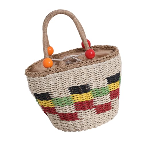 Cabas tressé de plage et sac à main de style panier en osier et paille naturelle