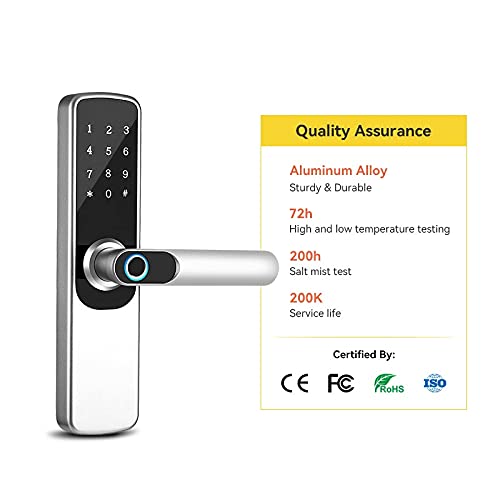 Fechadura de porta com impressão digital, código de aplicativo, chave de cartão, tela sensível ao to