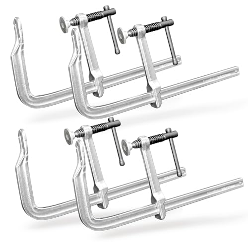 Image of 4-Pack 12-Inch Heavy-Duty F-Clamps for Welding, Woodworking & Metalworking – 1320 lbs Load Capacity, 4-3/4 Inch Throat Depth, All-Steel Construction