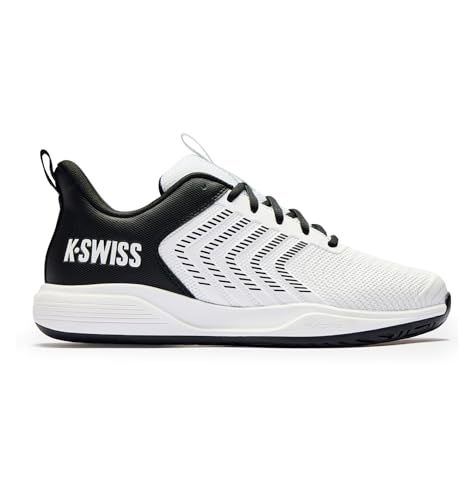 K-Swiss Men's Ultrashot Light Pickleball Tennis Shoe - Lightweight Court Shoes Lateral Movement Stable Support, Black/White 10 M