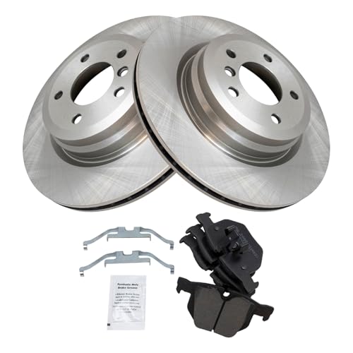 Image of TRQ Rear Brake Pad and Rotor Set Ceramic Compatible with 2006 BMW 330i 330xi 2007-2013 335i 335xi 335d 335is 335i xDrive 2013-2015 X1