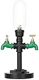 Shisha-Tisch - Licht LED Nachttisch Lampe Loft Industrielle Vintage Antik Stil Licht, Zwei Grüne Wasserhahn Dekoration und Glasschirm, Retro Schreibtischlampe Warm wie immer