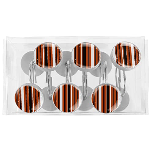 Lot de 12 crochets de rideau de douche à rayures retro durables pour salle de bain
