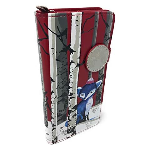 Shag Wear Winter Fox Large Wallet for Women Red, Red, L, Large Wallet Cover
