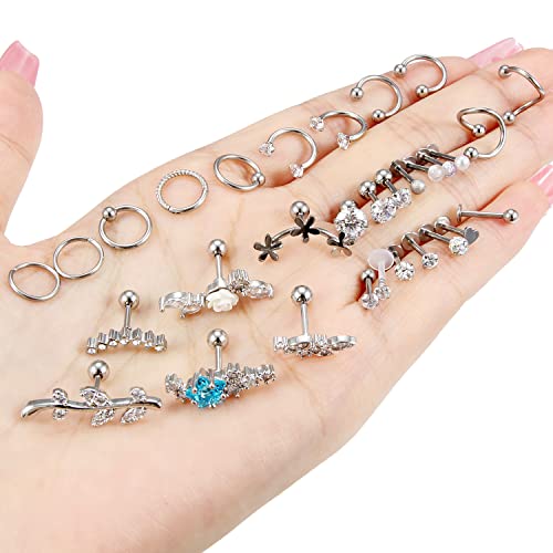 Yaalozei 16G Cartilage Earrings for Women Forwards Helix Earring Hoop Rook Daith Conch Tragus Earrings Hypaollergenic Surgical Steel Hoop Lobe Earrings Piercing Jewelry for Women Men4