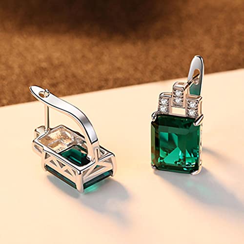 Imitation émeraude et saphir 7,6 CT pour oreilles non percées sans douleur - 3