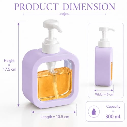Image of Soap Dispenser for Wash Basin - Handwash Dispenser Bottle for Bathroom Sink - Liquid Soap Hand Wash Pump Bottle Plastic Container for Home, Bathroom(Purple,Pack of 2)