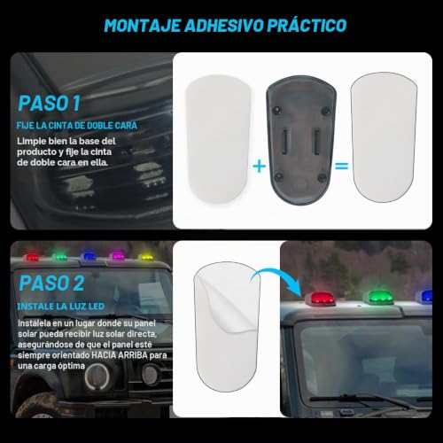 Lámpara de cabina solar LED Riloer multicolor con sensor de vibración para camiones 7