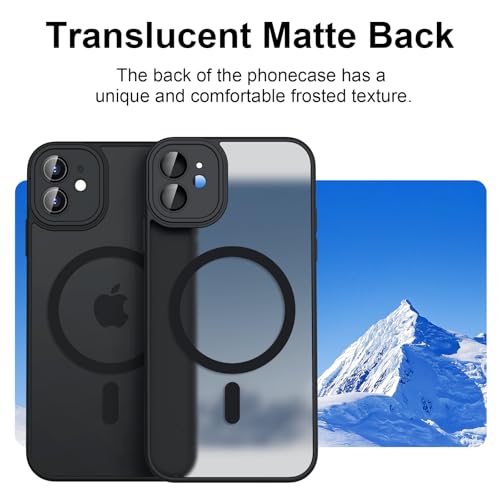 Image of Tobfit Magnetic Case for iPhone 12 Compatible with Mag Safe, Translucent Matte Back Slim Shockproof Phone Cover for iPhone 12