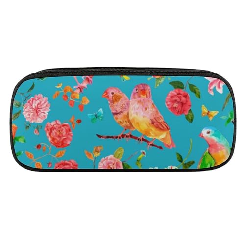 ペンケース 筆箱 大容量 軽量 花柄 鳥柄 蝶 春 水彩 筆入れ ふでばこ ペンポーチ 多機能 コンパクト シンプル おしゃれ 中小学生 高校生 女の子 男の子