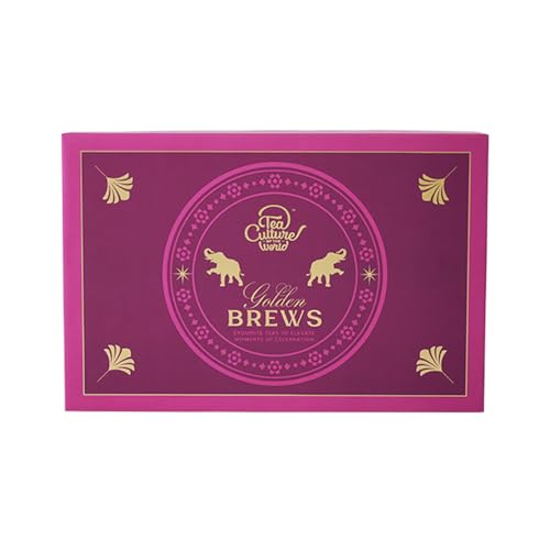 Image of Tea Culture of the World Golden Brews - Premium Luxury Tea Gift Set | 60 Exquisite Pyramid Teabags | 6 * 20 g | Elegant Festive Packaging