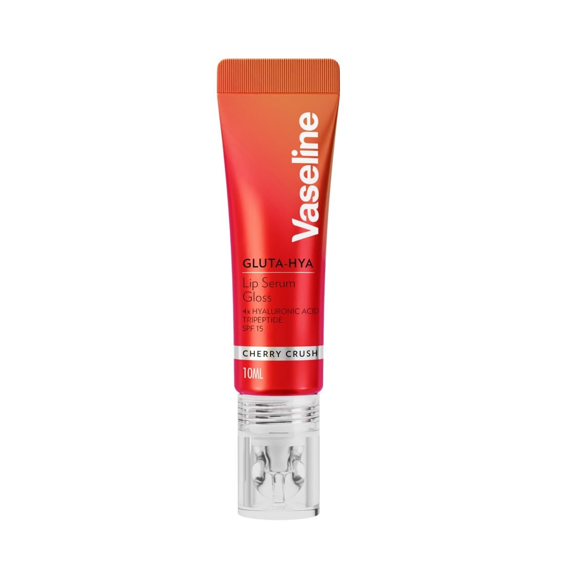 Vaseline Gluta-Hya Lipgloss Cherry Crush, serum pielęgnacyjne do ust z kwasem hialuronowym i technologią GlutaGlow, nadające kolor i zapewniające ochronę z filtrem SPF 15, (Cherry Crush - 1 x 10ml)