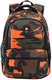 FNTSIC Cool Camouflage School Bags Children Backpacks Large Capacity Lightweight Shoulder Bags for Teenage Boys and Girls (Camo Orange)