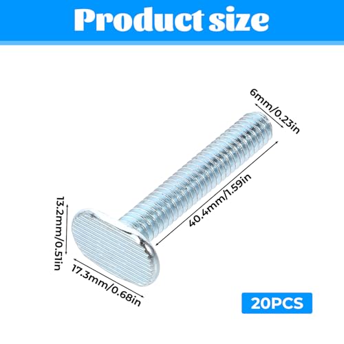 Image of 20 Pcs 1 /4 inch-20 T Track Bolt 1-1 /2 Inches Length T Slot Bolts T-Rail Fittings Slot Drop-in Sliding Bolts for Woodworking Fixed Installation Hardware Universal TrackAccessories
