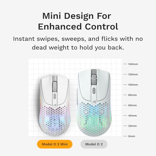Image of GLORIOUS Model O 2 Mini Wireless Gaming Mouse: Superlight 57g, up to 210hr Battery, Dual Wireless 2.4GHz and Bluetooth 5.2, 26K Optical Sensor, 80M Clicks, 6 Programmable Buttons, FPS Mouse, White