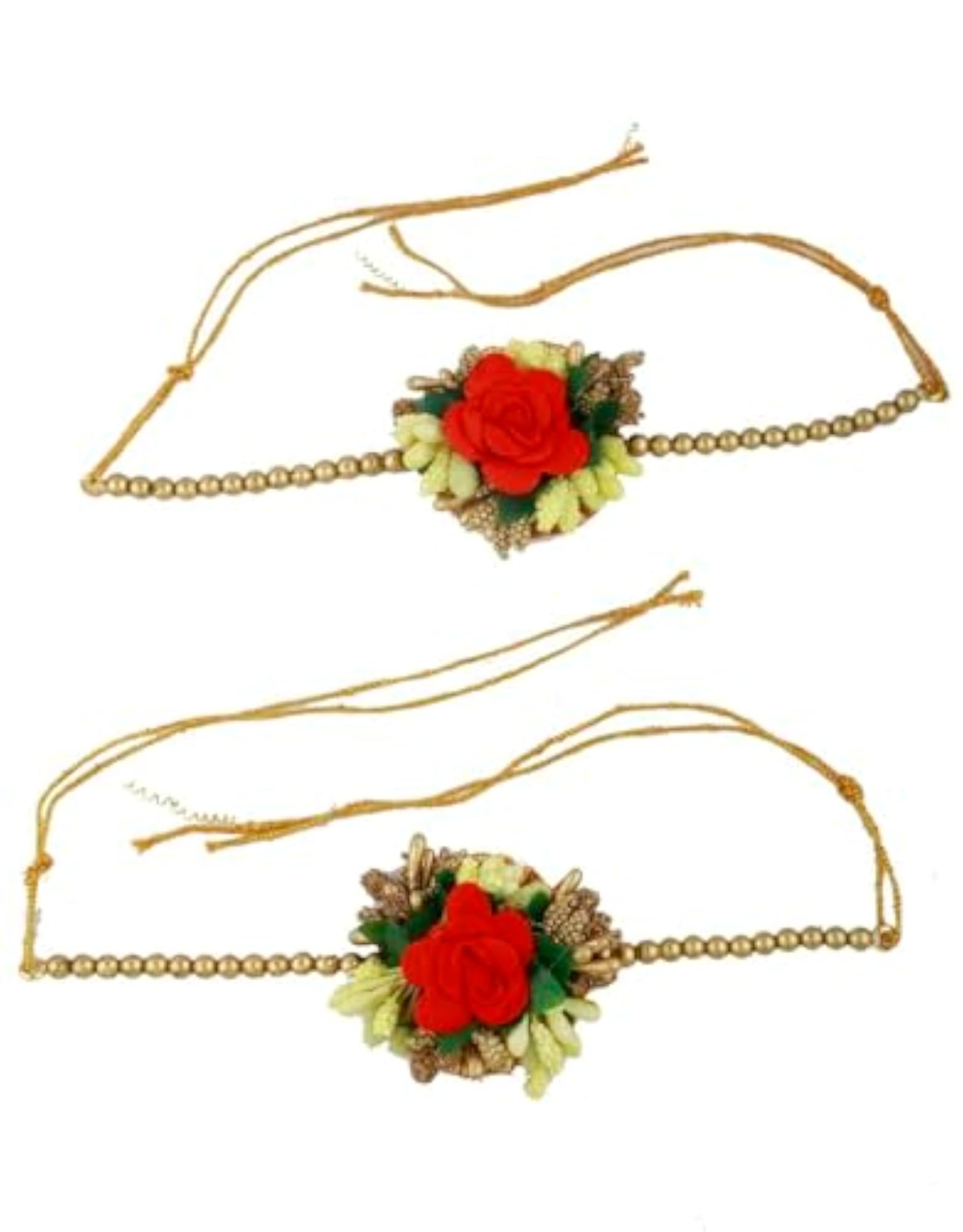 Colourful Artificial Flower Necklace Combo Set for Haldi and Mehndi