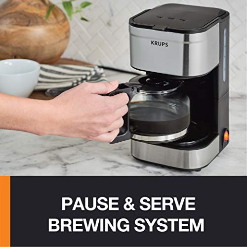 KRUPS Simply Brew Compact Filter Drip Coffee Maker, 5Cup, Silver