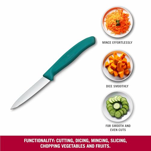 Image of Victorinox Swiss Made Stainless Steel Swiss Classic Paring Knife, Straight Edge, Kitchen Tool, Kitchen Item, 8 cm, Green, 6.7604.C1