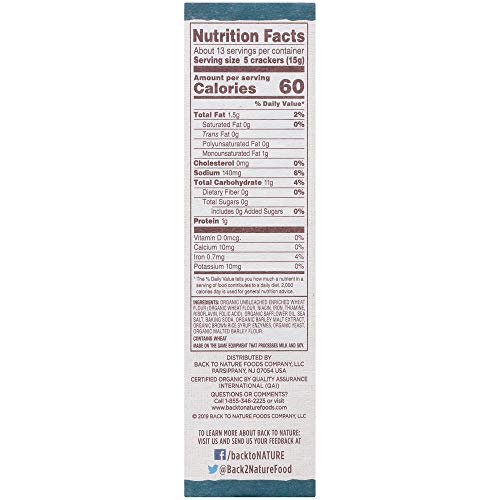 Back To Nature Crackers, Organic Saltine, 7 Ounce #TOP3