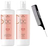 Schwarzkopf BC Bonacure REPAIR RESCUE SHAMPOO & CONDITIONER Duo SET for FINE TO NORMAL DAMAGED HAIR (with Sleek Steel Pin Tail Comb) (33.8 oz / 1000 ml - LARGE LITER DUO KIT)