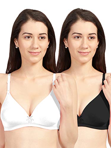 Image of SONARI Omania Womens Non-Padded Cotton Polyester Bras - Solid, Non-Wired, Medium Coverage, Hand Washable (Pack of 2)