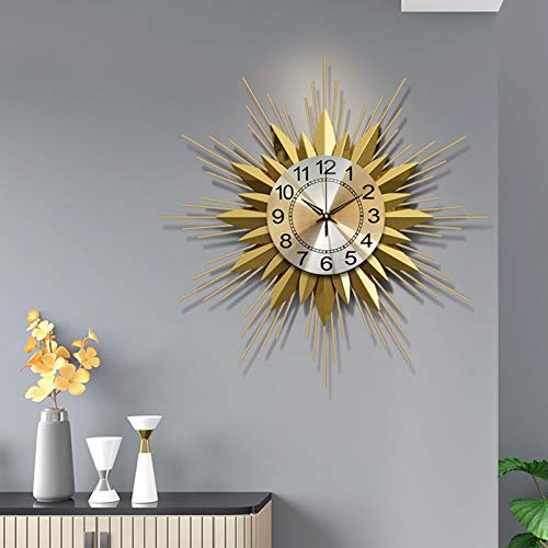 image for WHA Mid Century Gold Modern Wall Clock 26inch Starburst Clock, Battery