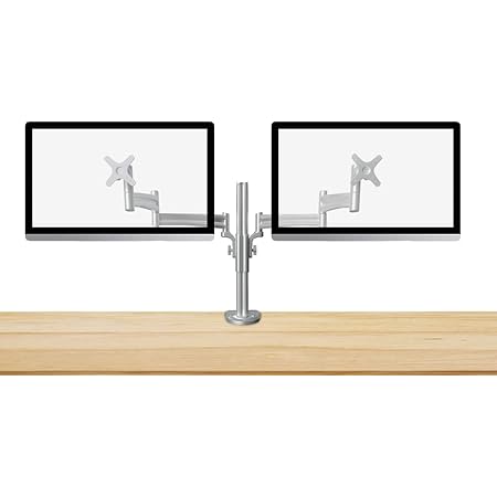Rife Dual Monitor Arm Mount | Fits 13"-26" Screens | 11 lbs Capacity | Full Motion Adjustable | Ergonomic Viewing Angle | Space-Saving C-Clamp Type
