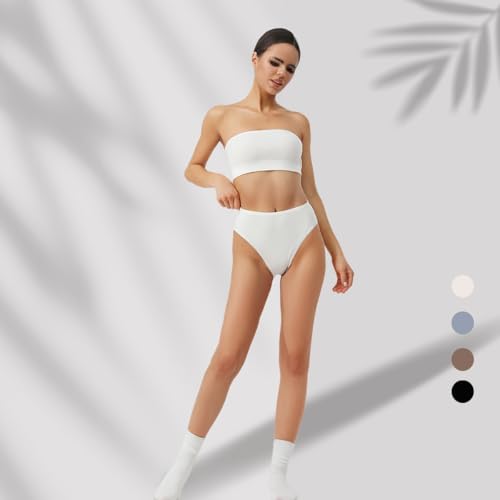 Women's Cotton Underwear High Waisted Cheeky Coverage High Cut Soft Breathable Cotton Briefs Plus Size 4 Pack2