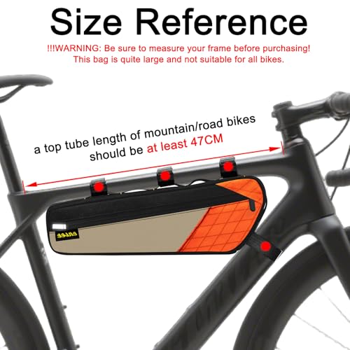ENLEE Bike Frame Bag, 2.5L Large Bicycle Frame Bag, Waterproof & Lightweight Triangle Bike Bag Perfect Storage Tool/Phone For Mountain Road Gravel Bike, Easy Installation With Straps, Orange by ENLEE - Image 2