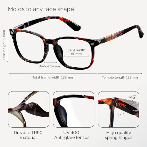 Image of CCVOO +3.25 Reading Glasses for Women /Men, Eyeglasses, Blue Light Readers for Women /Men, Computer Eye Glasses, Cheaters