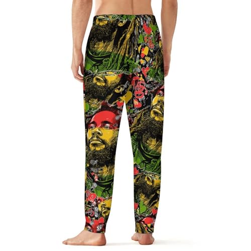 Rasta Reggae Rastafarian Rastaman Men's Pajama Bottoms Sleep Lounge Soft Comfy Pants Sleepwear3