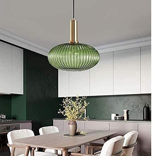 Lámpara de techo vintage de cristal verde con acabados de alta calidad para salas de estar modernas