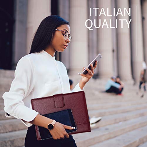 Image of Maruse Italian Leather Executive Padfolio, Folder Organizer with Magnetic Closure and Writing Pad, Handmade in Italy, Wine