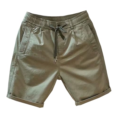 Shorts casuales de poliéster con cintura elástica y cordón, 9 in miniatura 1