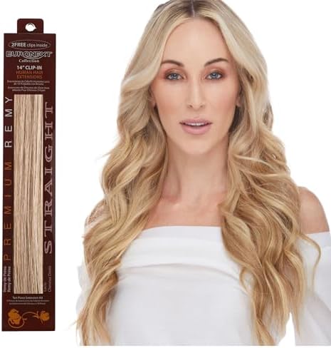 Halloween COUPON SALE- EURONEXT Clip in hair extensions, 100% Remy human hair, 14 inches, Straight, Curly, Dark Blonde Frost