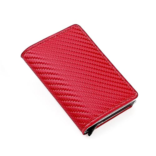 Fashion Card Holder Card Holder Business Simple Wallet Aluminum Alloy Multi-Card Slot Card Box(Red)